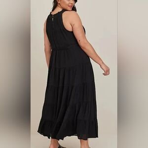 Torrid Black Tiered Maxi Dress High Neck Lindsay Hi-Low Size 2